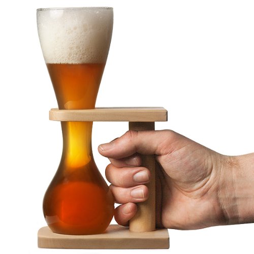 Vaso de vidrio de yarda con soporte para cerveza