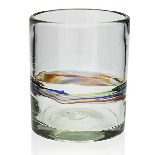 Vaso Tumbler Artesanal – Vidrio Reciclado – Raya multicolor - Juego de 2