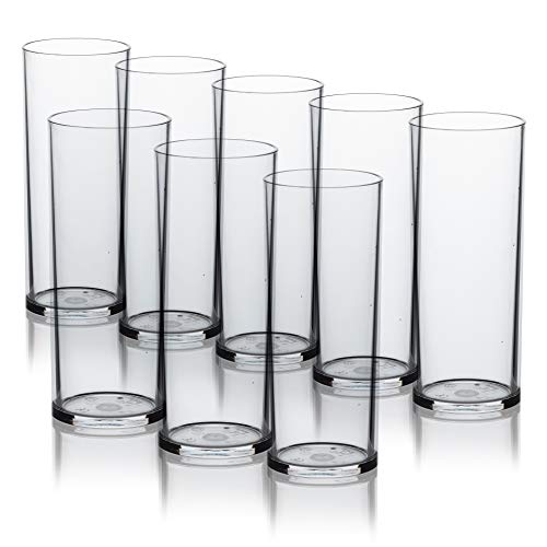 Vasos de agua zumo plástico duro reutilizables policarbonato cristal copas irrompibles 30 cl - Conjunto 8 Piezas