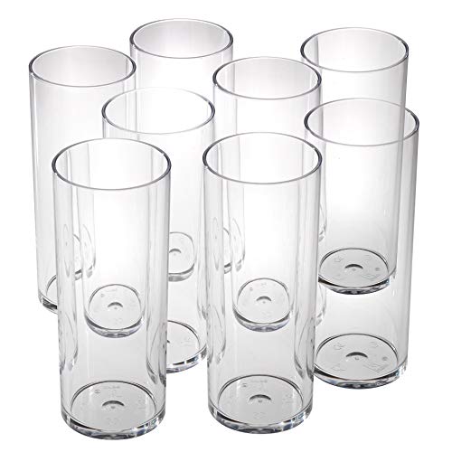 Vasos de agua zumo plástico duro reutilizables policarbonato cristal copas irrompibles 30 cl - Conjunto 8 Piezas