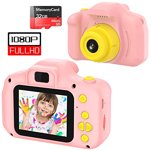 vatenick Cámara para Niños Juguete para Niños Cámara Digital para Niños pequeños 2 Inch HD Pantalla 1080P with Calidad 32GB TF Tarjeta Regalos Juguete para 3 a 12 años Niños Niñas