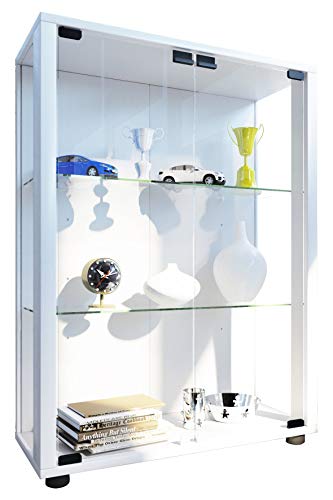 VCM 911996 sintalo Vitrina Independiente sin iluminación LED Madera/Cristal Blanco 80 x 60 x 25 cm