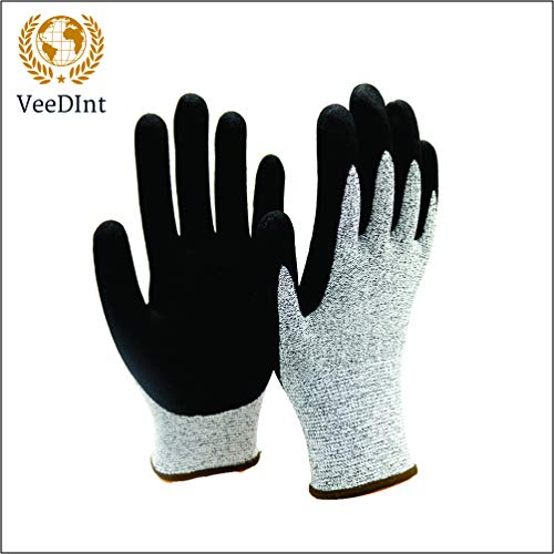 VeeDInt Guantes resistentes a los cortes, protección de alto rendimiento nivel 5, guantes de cocina de grado alimenticio, guantes de seguridad para trabajo al aire libre, M, 1