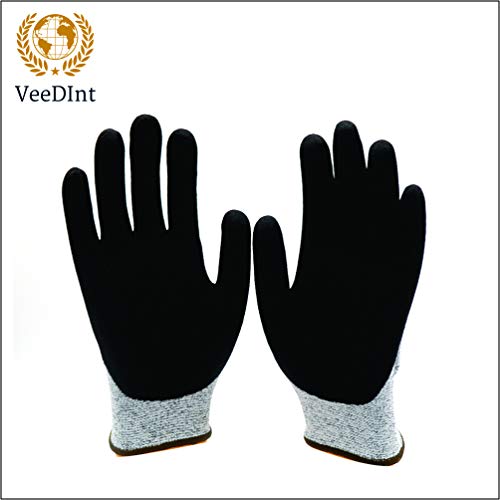 VeeDInt Guantes resistentes a los cortes, protección de alto rendimiento nivel 5, guantes de cocina de grado alimenticio, guantes de seguridad para trabajo al aire libre, M, 1