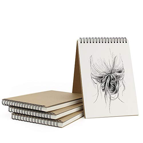 VEESUN Bloc de Dibujo A5, 4Pcs Cuadernos de Dibujo Bonitos con Tapa Dura 30 Hojas DIY Libros de Visitas para Escribir Dibujo Adecuado para Lápiz Acuarela Dibujo Escritura Artistas, 160 GMS Apaisado