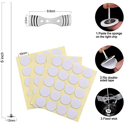 Vela de soja Tinte de cera Diy DIY 16 Copos de tinte de color para hacer moldes de velas, y 50 piezas Mecha de vela de 6 pulgadas con mecha de vela Pegatinas y mecha de vela Dispositivo central