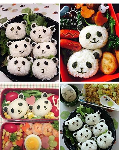 Velidy Bento Accesorios Molde de bola de arroz Cartoon Panda Sushi Maker Molde Cortador de algas Bento Nori Cocina Arroz Molde para niños PackedLunch Herramientas de cocina