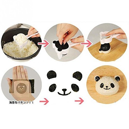 Velidy Bento Accesorios Molde de bola de arroz Cartoon Panda Sushi Maker Molde Cortador de algas Bento Nori Cocina Arroz Molde para niños PackedLunch Herramientas de cocina