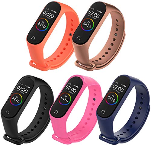 Ventdest Correas para Xiaomi Mi Band 4 / Mi Band 3 Pulsera Banda, (5 PCS) Pulseras Reloj Silicona Banda para Xiaomi Mi Band 3 / Mi Band 4