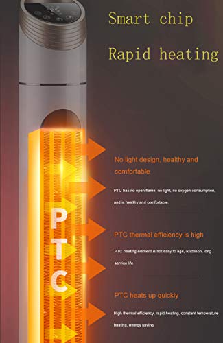 Ventilador Calefactor De Torre De Cerámica PTC Oscilante Con Control Remoto, 1000W-2000W 3 Configuraciones De Velocidad, Características Temporizador De 12 H Incorporado Y Protección Contra Inclinac