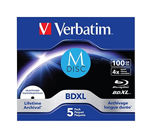 Verbatim 43834 M DISC BDXL - Disco blu-ray 100GB, [Pack de 5 unidades]