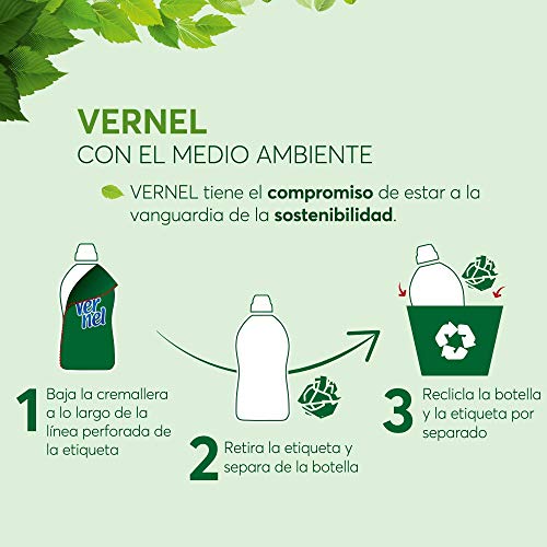 Vernel Suavizante Lavadora Concentrado Aromaterapia Té & Peonia 57 Lavados - Pack de 8, Total: 456 Lavados (10.4 L)