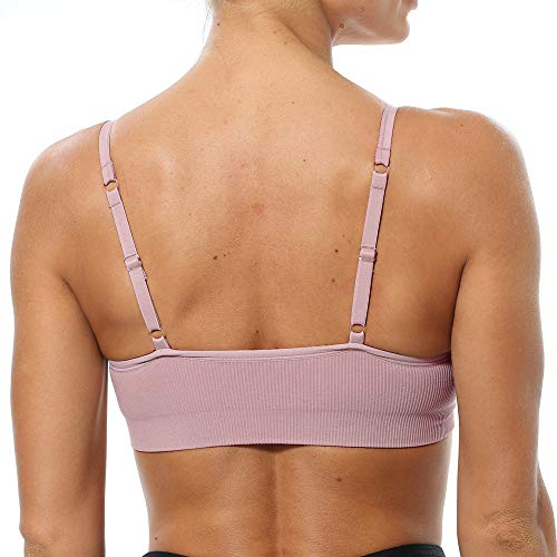 Vertvie - Conjunto básico de sujetador deportivo para mujer, 2/3/4, sin aros, acolchado, con sujetador de espaguetis Weiß/Hellgrau/Lila L