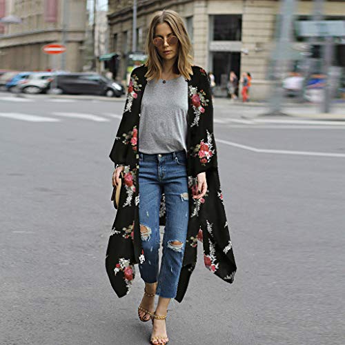 Vestidos Mujer Casual Tallas Grandes Vestido de Camisa de Gasa para Mujer de Moda Kimono Estampado Top Cardigan Cubrir Blusa Ropa de Playa Camisa Vestido