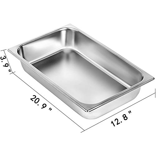 VEVOR Bandeja Rectangular de Acero Inoxidable, 50 x 30 x 10 CM 4, Unidad Bandeja Honda, Rectangular para Servir, Bandeja Profunda Bandeja de Acero Inoxidable, Bandeja para Arroz al Vapor con Tapas