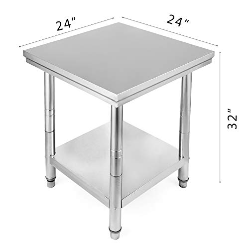 VEVOR Mesa de Trabajo de Acero Inoxidable 60x60x80cm Tabla de Cocina Profesional Cocina de Acero Inoxidable Tabla de Trabajo de Cocina de Acero Inoxidable de Catering