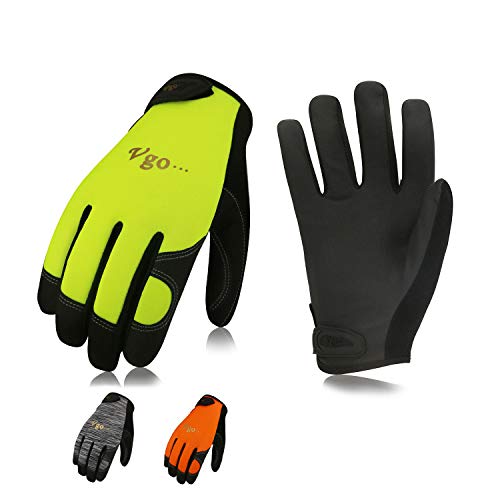 Vgo 3Pares Guantes de trabajo de Polyurethane Pantalla Táctil de Alta Destreza Multifunción (3 Colores,Talla 8/M, PU8718)