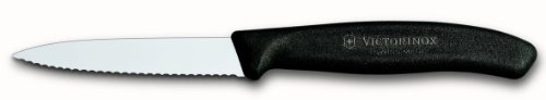 Victorinox SwissClassic - Cuchillo para verdura en punta con filo ondulado, 19 centímetros, color negro