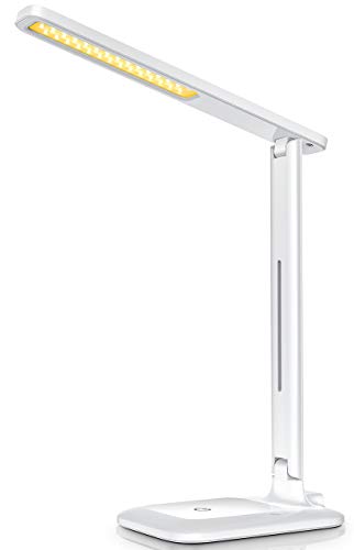 VicTsing Lampara Escritorio 42 LED Brillante, Flexo Escritorio LED Flexible con 3 Niveles de Brillo y 3 Modos, Cuidado de Ojos, Control Táctil y Bajo Consumo para Trabajo, Estudio y Lectura, Blanco