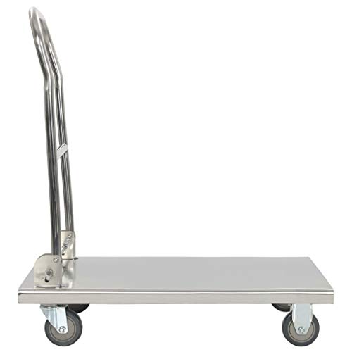 vidaXL Carro Portaequipajes 82x53x86cm Acero Inoxidable Plateado Hotel Maletas Botones Portaequipajes Entrada Hotel Hostelería Turista Mochila Trolley