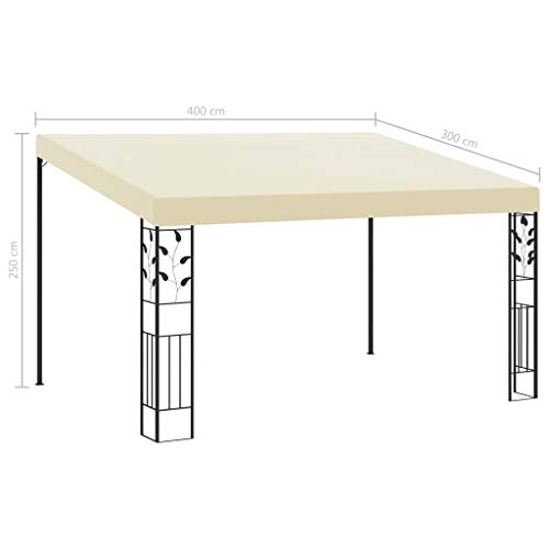 vidaXL Cenador con Montaje en la Pared Toldo Parasol Marquesina Pabellón Carpa Gazebo de Jardín Aire Libre Terraza Exterior Fiestas Eventos Crema 4x3x2,5 m