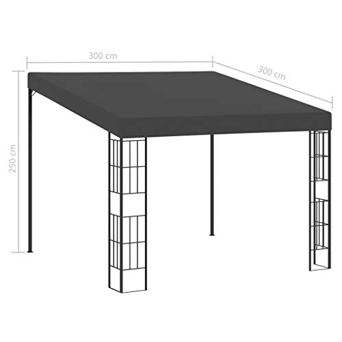 vidaXL Cenador con Montaje en la Pared Toldo Parasol Marquesina Pabellón Carpa Gazebo de Jardín Aire Libre Terraza Exterior Fiestas Eventos Tela Gris Antracita 3x3 m