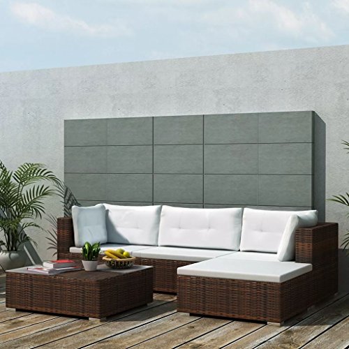 vidaXL Conjunto de Muebles de Jardín 5 Piezas Ratán Sintético Marrón Juego Comedor Exterior Mesa y Sillas Patio Porche Terraza Material Estilo Mimbre