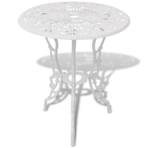 vidaXL Juego de Mesa y Sillas Bistro Jardín Aluminio Blanco Muebles de Patio