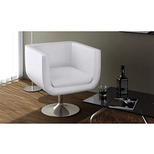 vidaXL Sillón Salón Bar Giratorio Moderno Cuero Artificial Blanco Silla Hogar