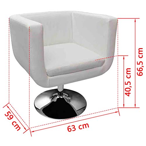 vidaXL Sillón Salón Bar Giratorio Moderno Cuero Artificial Blanco Silla Hogar