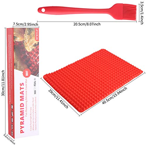 Viesap Tapete De Silicona Para Hornear Baking Mat Grande Antiadherente 40.5 X 29 Cm, Con Cepillo De Aceite De Silicona, Molde Para Hacer Galletas PequeñAs,Rojo Estera Para Parrilla.