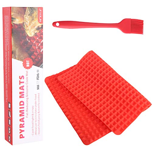 Viesap Tapete De Silicona Para Hornear Baking Mat Grande Antiadherente 40.5 X 29 Cm, Con Cepillo De Aceite De Silicona, Molde Para Hacer Galletas PequeñAs,Rojo Estera Para Parrilla.