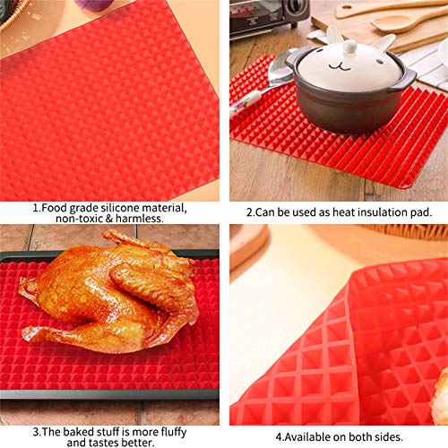 Viesap Tapete De Silicona Para Hornear Baking Mat Grande Antiadherente 40.5 X 29 Cm, Con Cepillo De Aceite De Silicona, Molde Para Hacer Galletas PequeñAs,Rojo Estera Para Parrilla.