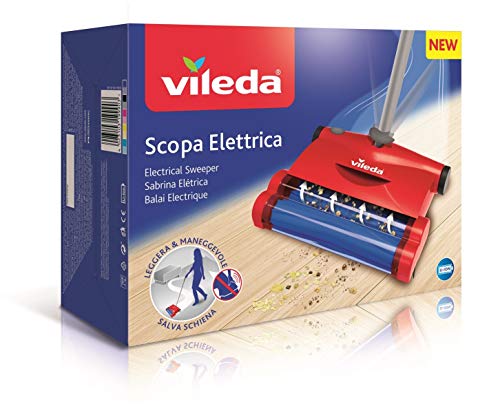 Vileda Quick & Clean - Escoba eléctrica inalámbrica y cepillo eléctrico con articulación flexible y 2 cepillos giratorios patentados, color rojo