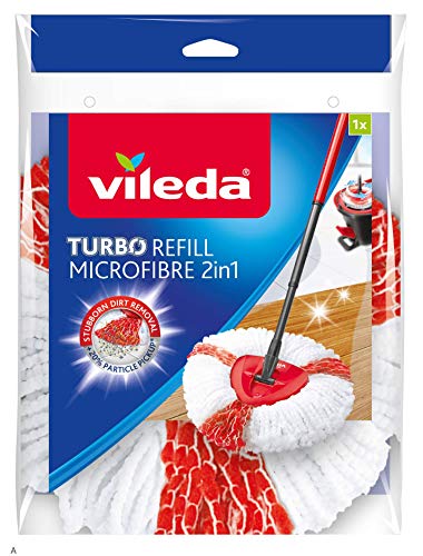 Vileda Turbo 2in1 - Recambio de Microfibras y poliamida, color rojo y blanco