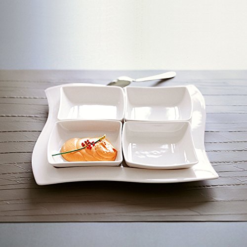 Villeroy & Boch NewWave Fuente Cuadrada Plato de Presentación, Porcelana, Blanco, 34 cm