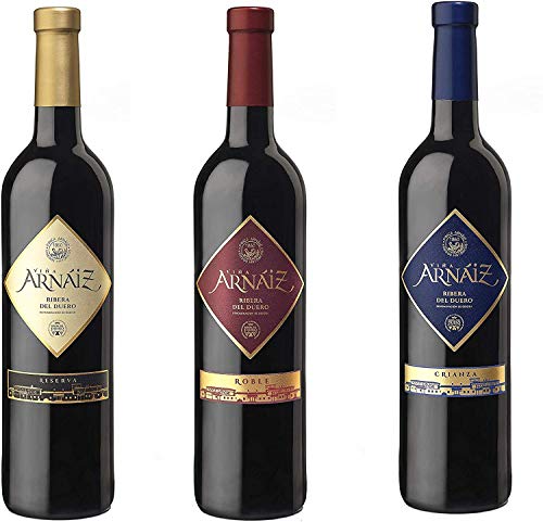 Viña Arnaiz Surtido de 3 Vinos con D.O Ribera del Duero Reserva, Crianza y Roble - Pack de 3 Botellas x 750 ml