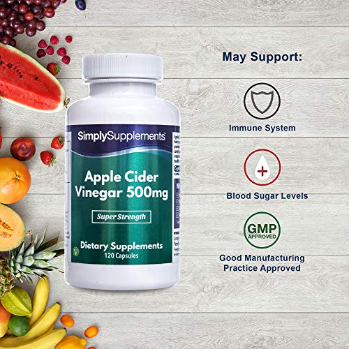 Vinagre de manzana 500 mg - ¡Bote para 2 meses! - Apto para veganos - 120 Cápsulas - SimplySupplements