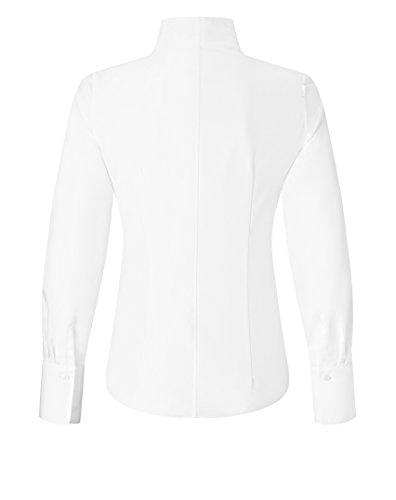 Vincenzo Boretti Camisa de Mujer, Corte Ligeramente más angosto, 100% algodón, Manga-Larga, Cuello cáliz, Lisa, fácil de Planchar, Elegante y clásica Blanco 36