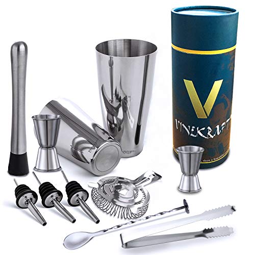 Vinekraft Set de coctelería Coctelera de cóctel Accesorios Set coctelera boston Bar Kits -11pcs