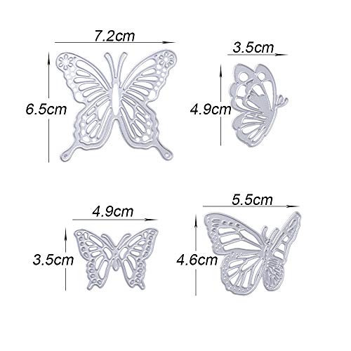 VINFUTUR 4pcs Troqueles Scrapbooking Mariposa Troqueles Corte Metal Plantillas Troquelado Cutting Dies para Álbum Recortes DIY Manualidad Tarjeta Papel Regalo