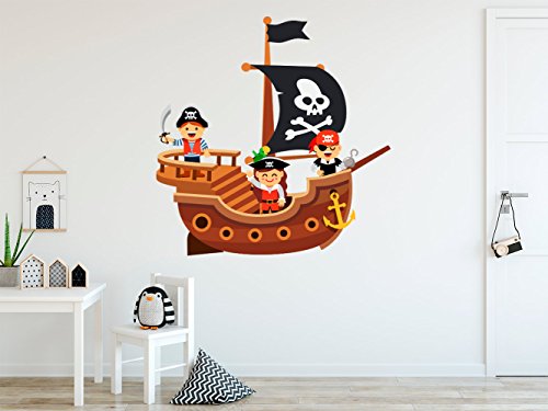 Vinilo Decorativo para Pared Barco Pirata | Varias Medidas 100x100cm | Pegatina Adhesiva Decorativa de Diseño Elegante