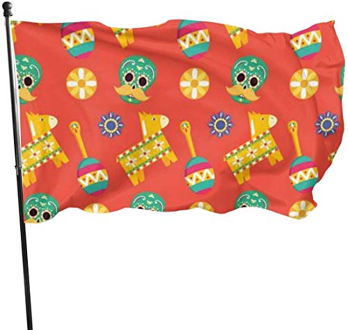 Viplili Banderas, Sugar Skull Pinata Maraca Flower Flag: 3x5 FT Flag Tough The Strongest, Longest Lasting Flag National Flag Outdoor Flags