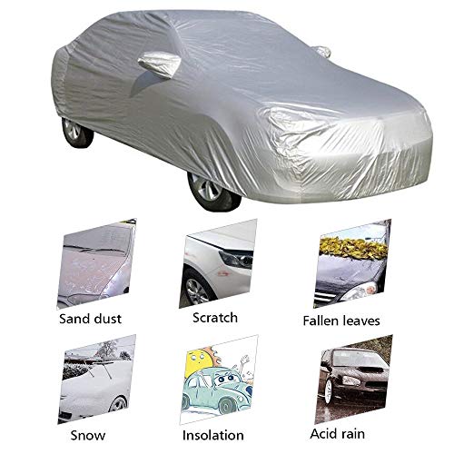 VISLONE Funda para Coche, Cubierta para Coche Impermeable a Prueba de Polvo Anti-UV Protector Solar Protección al Calor Anti-arañazos Sedán Tamaño Completo (4.7 * 1.8 * 1.5m)