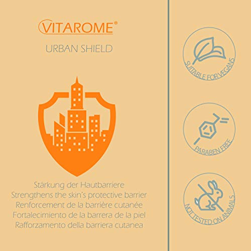 Vitarome - Crema protectora para el sol y la contaminación URBAN SHIELD con extracto de papaya, ácido hialurónico y resveratrol, sin parabenos, 50 ml