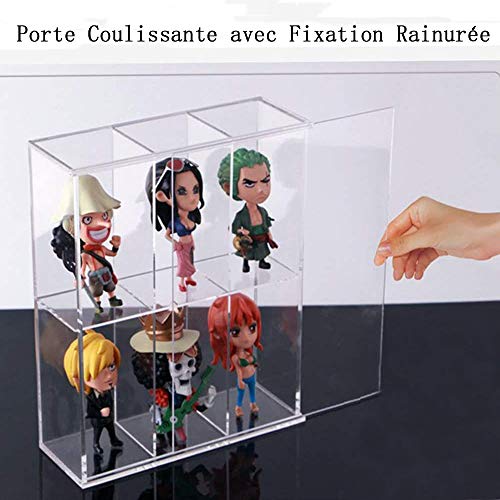 Vitrina acrílica transparente montada con puerta corredera, expositor de juguetes antipolvo, caja de protección de pantalla para minifiguras Funko Mini Pop – 19,5 x 7 x 23 cm