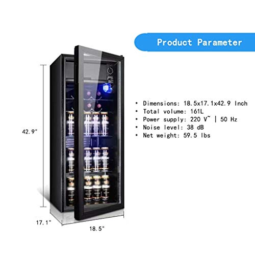 Vitrina de bebidas Bebidas refrigerador y Cooler - 38dB, 161L, beber Frigorífico con puerta de vidrio for refrescos, cerveza o vino - Centro de bebidas pequeña, vino tinto Gabinete Nevera Inicio Ice B