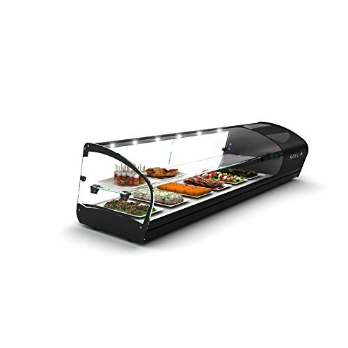 Vitrina de tapas refrigerada con 2 estantes, serie Shark – 1438 a 1788 mm – SAYL – 1438 mm sin bandeja