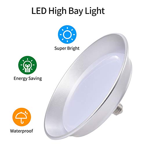 Viugreum 100W UFO Iluminación LED Alta, UFO Iluminación led alta 10000Lm, Lámpara Industrial Ultra Delgada 6500k, Super Brillante Iluminación Comercial para Almacén, Fábrica(Blanco Frío)