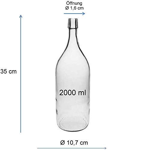 Viva Haushaltswaren - Botella de Cristal (con Cierre, 2 L, rellenable, Incluye Embudo de 12 cm de diámetro)